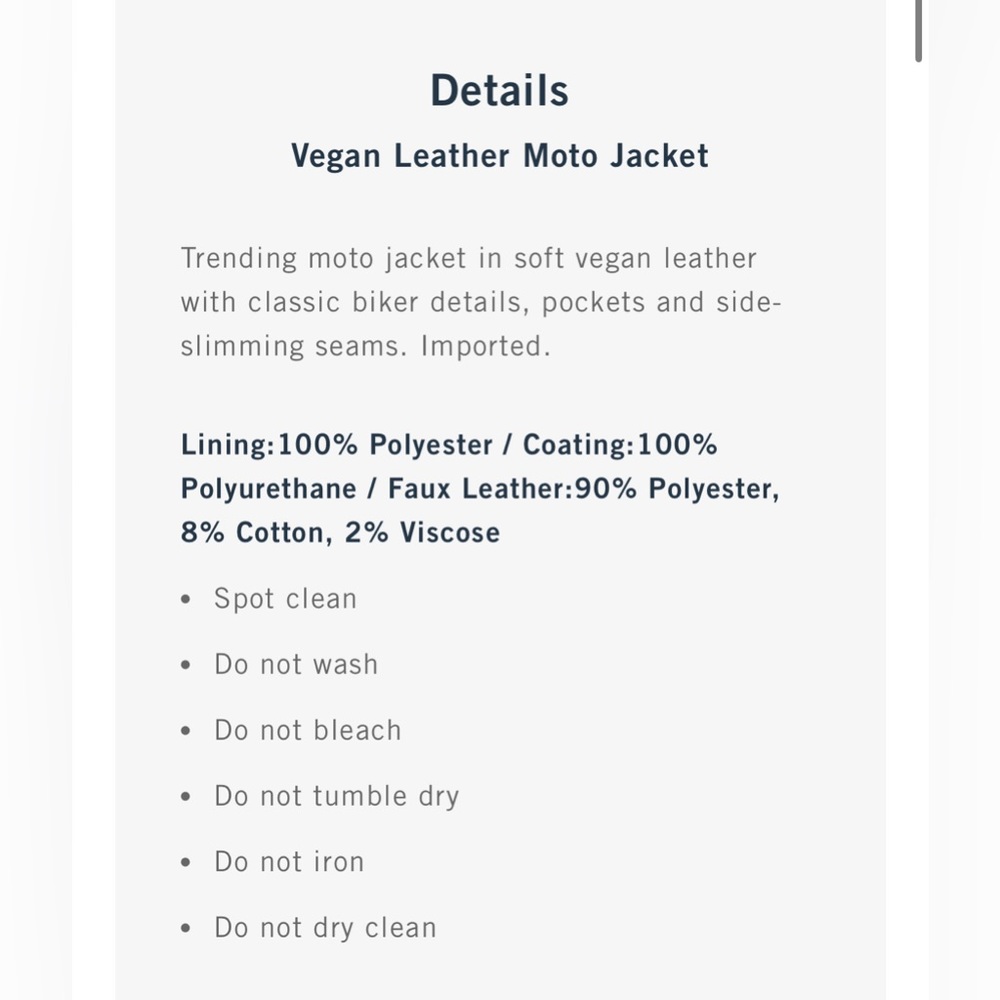 🏴‍☠️Abercrombie & Fitch - Vegan Leather Moto Jacket - XXS NWT! - Picture 8 of 9